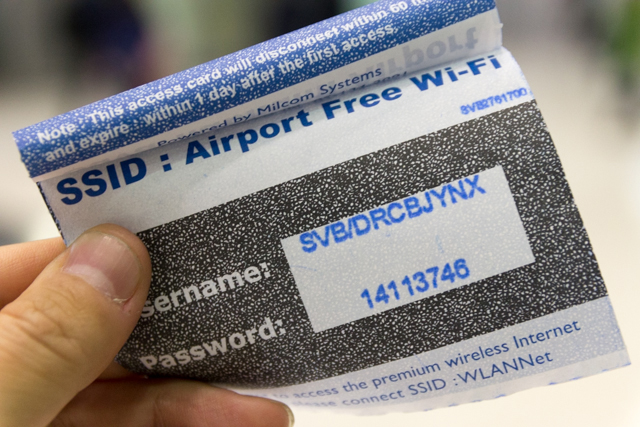 スワンナプーム国際空港の無料Wi-Fiのユーザーネームとパスワード