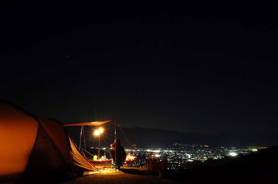 パインウッドオートキャンプ場から見た夜景